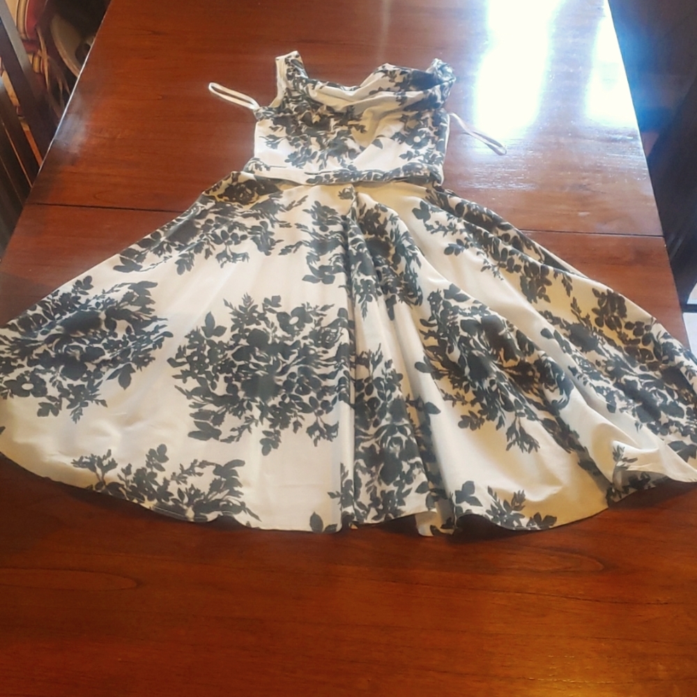 Unique Vintage black and white print Swing Dress